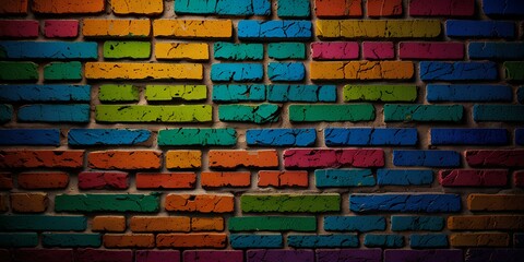 Fototapeta premium Colorful Brick Wall: Urban Grunge Artistic Background