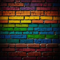Fototapeta premium Colorful Brick Wall: Urban Grunge Artistic Background