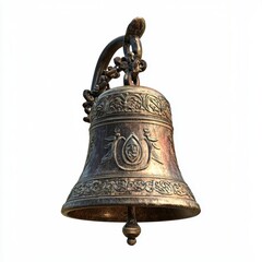 Vintage Ornate Metal Bell with Decorative Engravings and Chain for Traditional or Rustic Settings