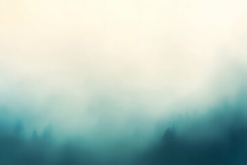 Fototapeta premium Serene misty mountain landscape, ethereal fog shrouding dark forest, tranquil nature scene, calm atmosphere.