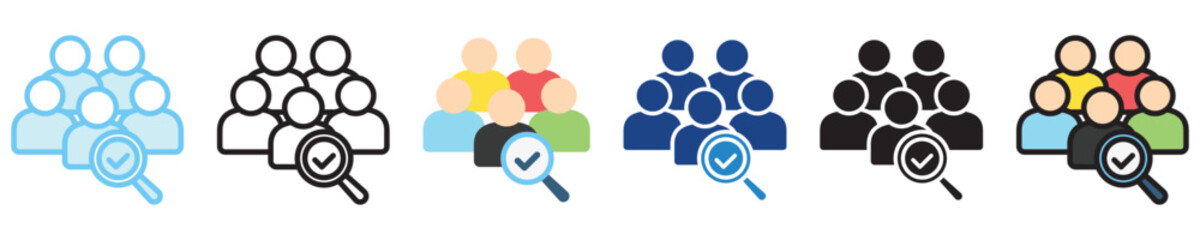 Recruitment multi-style icon, outline, flat, glyph, dual tone, line color. For UI, UX, app and web development, digital or print. for industry, education, business, financial, Human Resources theme.