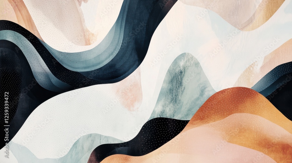 Poster abstract art with flowing shapes and soft color transitions in composition