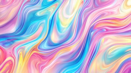 Obraz premium Abstract colorful wave patterns blending pastel shades of pink, blue, and yellow