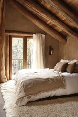 Scandinavian bedroom with clean lines and natural textures
