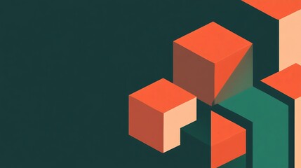 Abstract geometric cubes, dark background, design