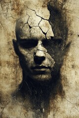 Grunge abstract design with cracked textures and deep tones