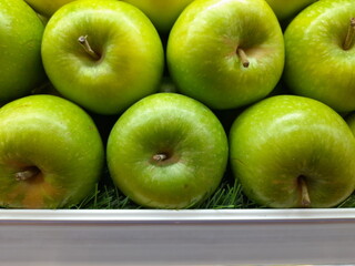 Close-up of a group fresh green apple. Healthy food