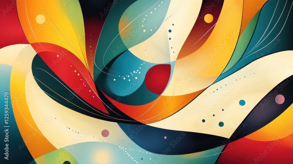 Poster vibrant abstract background with curves and soft color swirls