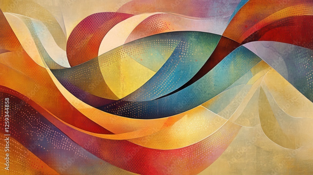 Poster abstract colorful waves design with soft curves and textures