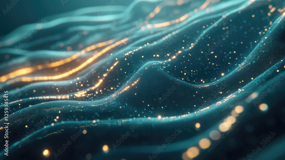 Poster a digital data flow with interconnected networks and glowing lines representing corporate innovation