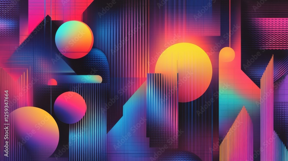 Poster vibrant geometric abstract background with colorful shapes and patterns