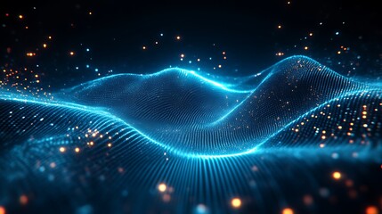 Obraz premium Abstract Blue Wave Digital Particle Background