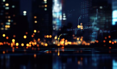 Naklejka premium Night city financial data growth