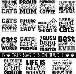 Obraz premium Funny Cat Svg Bundle, Cat Shirt Svg, Cats Svg, Cat Mom Svg, Cat Mama Svg, Cat svg bundle, cat mom svg,Cat T-shirt svg , crazy cat lady svg , cat dad svg, cat lover svg, kitten svg, 