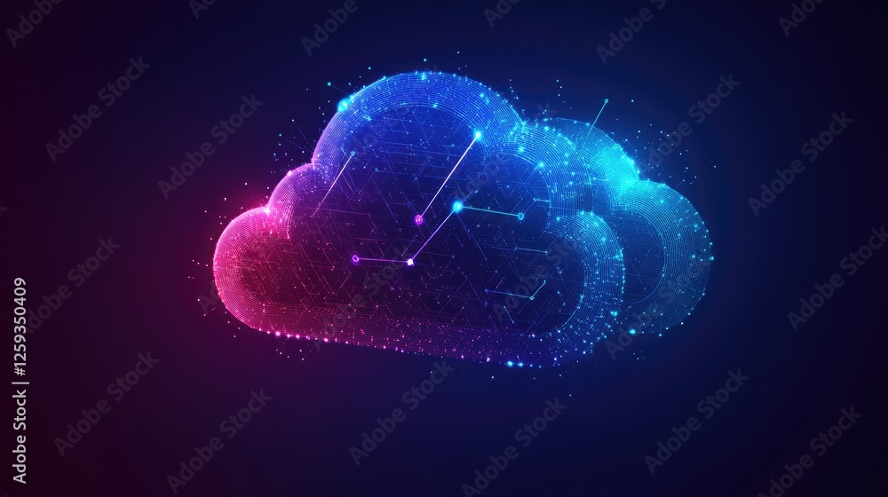 Poster a sleek digital workspace with artificial intelligence, cloud technology, and a futuristic work envi