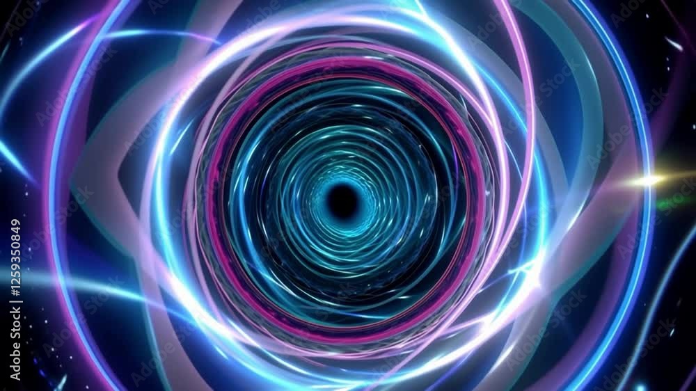 Poster mesmerizing wormhole spiraling through vibrant colors and cosmic patterns, showcasing abstract desig