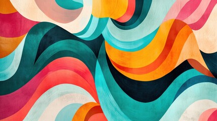Colorful Abstract Waves in Soft Pastel Tones and Bold Hues