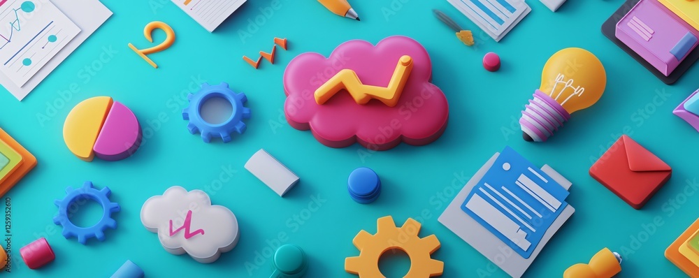 Poster business development concept with cloud computing and light bulb idea