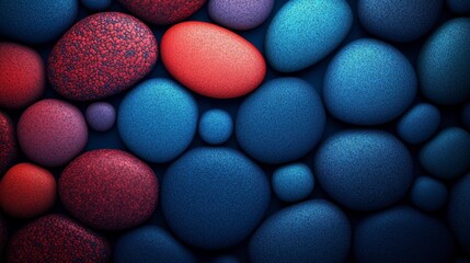 Colorful Abstract Composition of Smooth Stones and Pebbles in Various Shapes