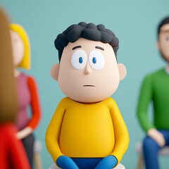 Concerned Boy In A Group Setting