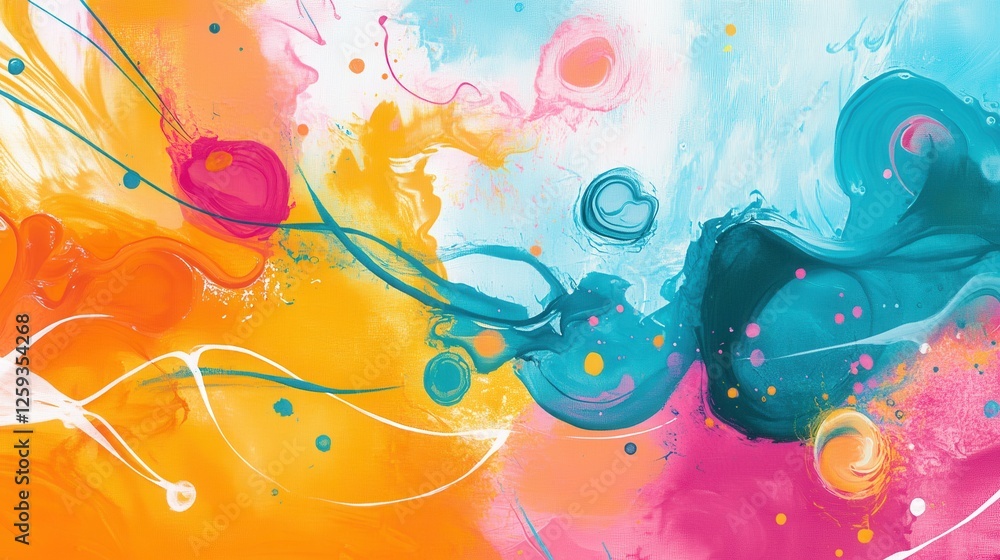 Poster vibrant abstract art with colorful swirls and dynamic patterns
