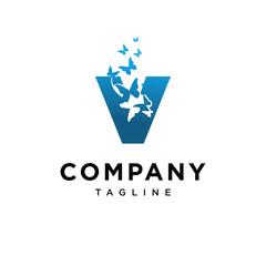 Letter V Butterfly Logo Icon Vector