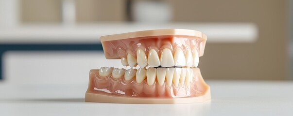 A detailed model of human teeth showcasing dental anatomy.