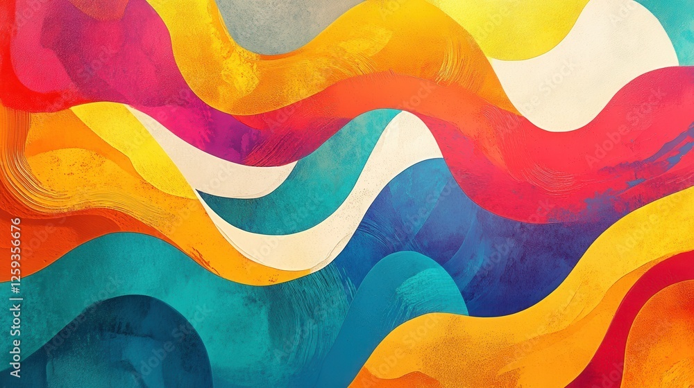 Poster vibrant abstract waves in colorful flowing patterns and textures