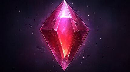 Radiant Crimson Gem: A Digital Fantasy Artwork