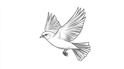 Obraz premium Elegant Bird in Flight Sketch Illustrating Graceful Movement