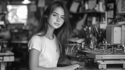 Teen girl creating jewelry in metalsmith workshop