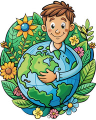 Environmentalism message with man and globe