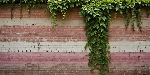 Brick Wall Background: Vintage Ivy-Covered Urban Texture