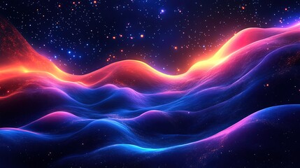 Abstract background with futuristic space themes, glowing orbits, and deep cosmic clouds