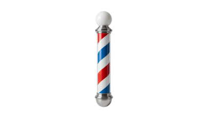 Vintage Barber Pole With Red, White, and Blue Stripes with transparent background