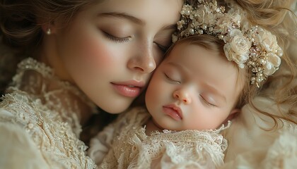 A mother nurses her newborn, a timeless moment nurturing and love.