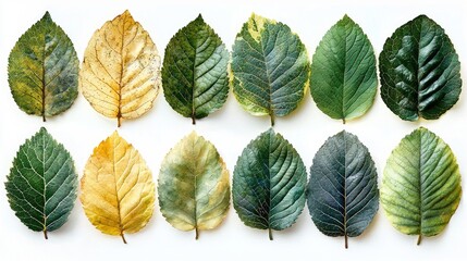 A vibrant display of various leaves showcasing seasonal changes and natural textures
