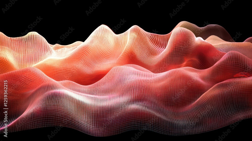 Poster abstract red and orange wave grid pattern