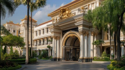 Obraz premium Grandiose Entrance of a Luxurious Palace-like Hotel