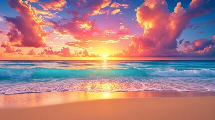 Stunning Sunrise Over Tropical Beach.