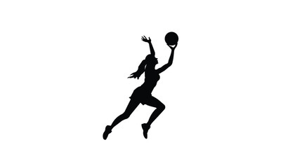 Black silhouette art of female volleyball player hitting the ball volleyball woman player