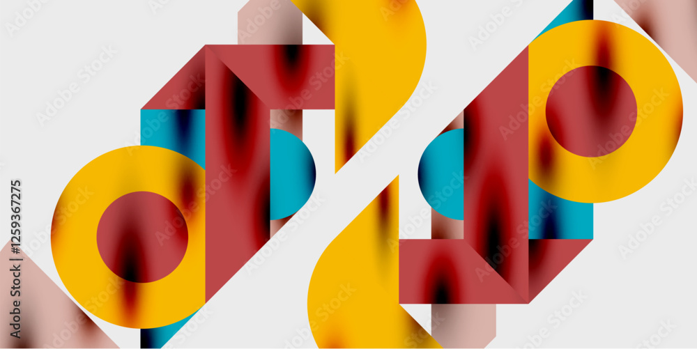 Aufkleber Modern abstract background featuring circles, lines, and triangles in a dynamic geometric composition. Perfect for stylish, tech, or creative-themed designs