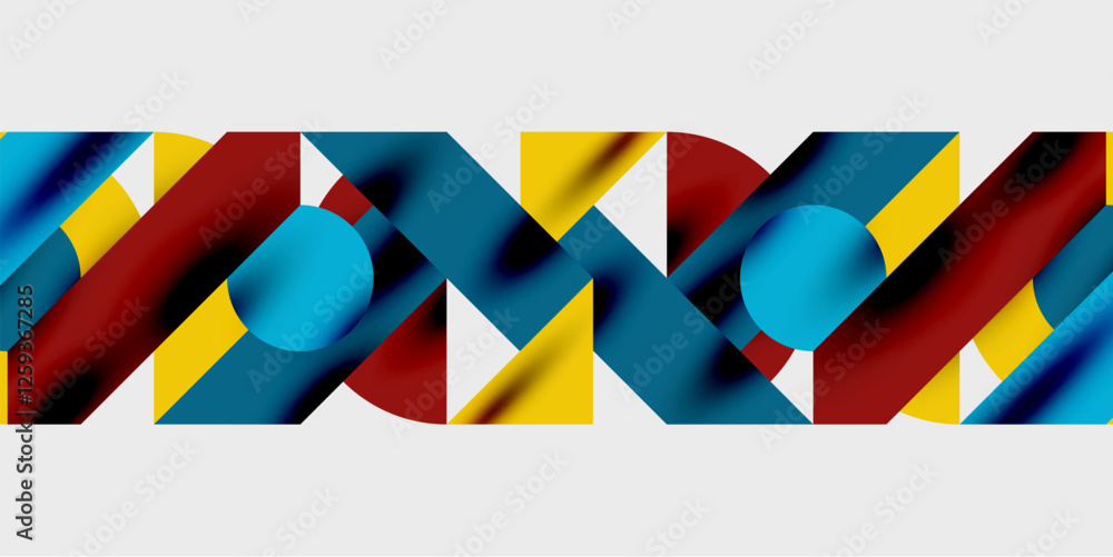 Aufkleber Detailed composition of circles, semicircles, and triangles with glossy effects and smooth gradients. A sleek and modern vector design for creative and tech-inspired projects