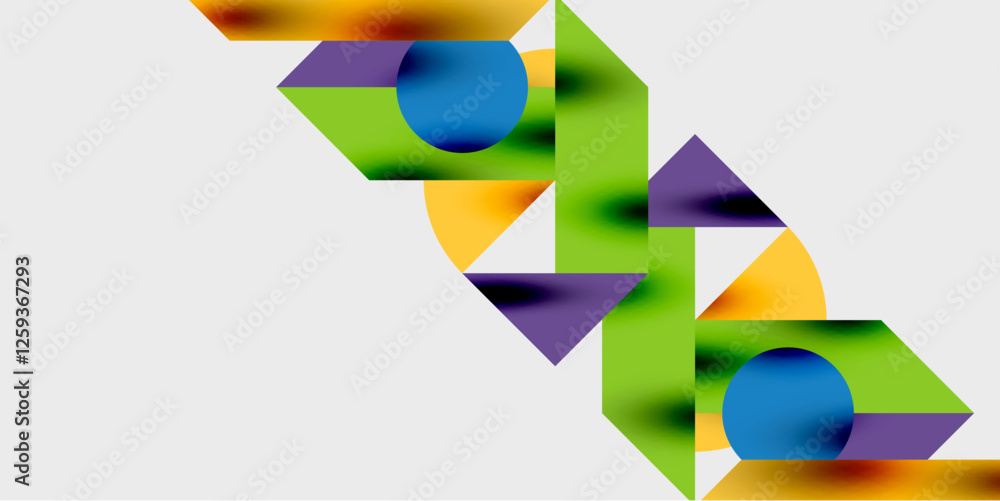 Aufkleber Detailed composition of circles, semicircles, and triangles with glossy effects and smooth gradients. A sleek and modern vector design for creative and tech-inspired projects