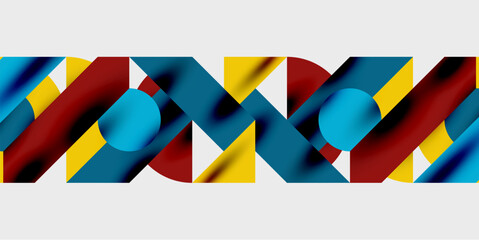 Detailed composition of circles, semicircles, and triangles with glossy effects and smooth gradients. A sleek and modern vector design for creative and tech-inspired projects