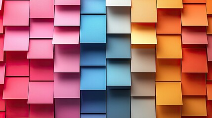 Vibrant array of colorful sticky notes arranged in a pattern, showcasing creativity and organization