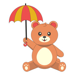 Cute Baby Bear Illustration. Vector Character in Flat Cartoon Style.