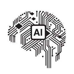 AI脳とチップのアイソメトリックイラスト