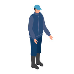 畑作業をする長靴を履いた男性