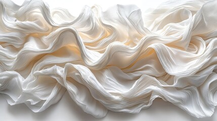 Obraz premium Elegant white fabric draped in soft waves, creating a serene atmosphere with gentle light